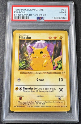 1999 Pikachu E3 Stamp Base Set 58/102 - Red Cheeks #58 Pokemon