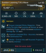 Borderlands 4⭐T.K'S WAVE ⭐TORGUE STICKY⭐HYPERION GRIP ACCURACY⭐JAKOBS