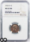 1923-S Lincoln Cent Wheat Penny, Red Brown, NGC MS 62 RB ** Scarce Key Date!