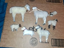 Lot of 7 Christmas Antique German Wooly Sheep...