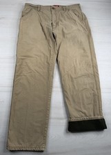 Coleman Utility Pants Khaki Canvas Fleece Lined Warm Work Outdoor Men 34x30
