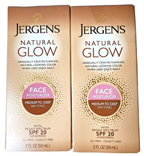 2-Pack Jergens Natural Glow Face Moisturizer Medium Deep Skin Tones SPF20 8/2026