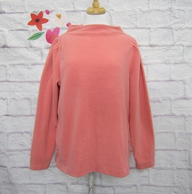 Talbots Micro Fleece Funnel Neck Puff Sleeve Top Coral Pink Women's Size 1X