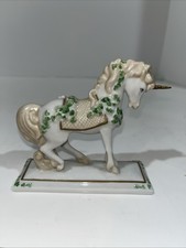 Franklin Mint 1991 Treasury of Unicorns White Unicorn Green Ivy Figurine