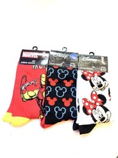 Disney Minnie Mickey Iron Man Marvel Adult Crew Socks NWT 3pair Holiday Gift Lot