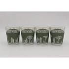 4 VTG Jeanette Wedgwood Jasperware Green Greek Hellinic . 2.5 " Glass