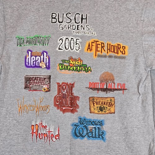 CAMISETA BUSCH GARDEN 2005 JESTER HOWL-O-SCREAM HALLOWEEN GRIS TALLA S YUNQUE - Imagen 9 de 10