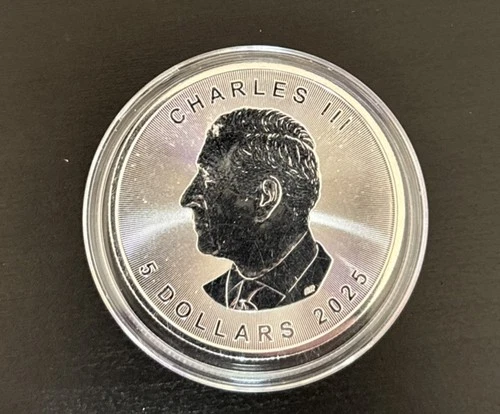 2025 Canadian Silver Maple Leaf 1oz .9999 King Charles III In Capsule