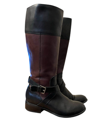 Lauren Ralph Lauren Ladies Size 6 M Black Brown Leather Knee High Riding Boots