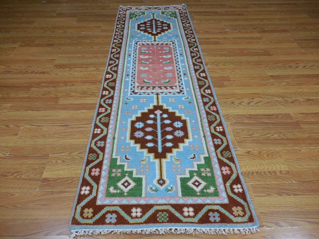 Bohemian Rug, Oushak Turkish Ushak Rug,Contemporary Design Rug 2.6x8 Ft