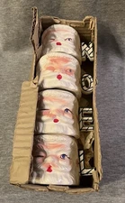 Vintage Set of Lipper & Mann Noel Winking Santa Christmas Mugs Made In Japan