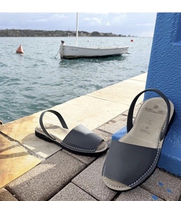 Ria Menorca~Sandals Spain sz 46~12 men~Navy Blue Avarcas Leather~Slip ON~LkN Exc
