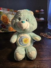 Vintage CARE BEAR Bedtime Plush 13" Green Moon Sun Stuffed Sleepy 1983 Kenner