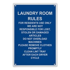 Laundry Room Rules For Residents Use Sign, 8.5 x 11 in", Housekeeping Sign