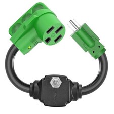 Overload Protector 50 Amp to 110 Volt RV Adapter Cord with Circuit Breaker,