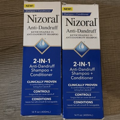 LOT 2 NIZORAL ANTI-DANDRUFF 2-IN-1 SHAMPOO + CONDITIONER 1% FLAKING ITCHING HAIR