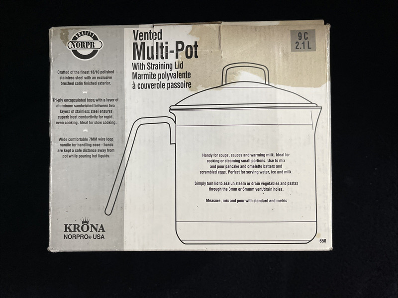 Norpro Krona Vented Multi-Pot With Straining Lid 2.1L  8c Made In USA NEW