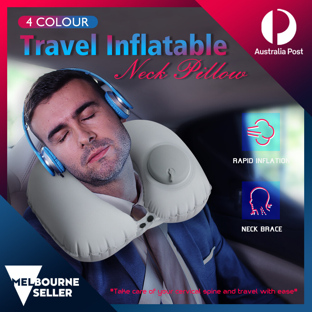Portable Travel Inflatable Neck Pillow Cushion Head Rest Flight