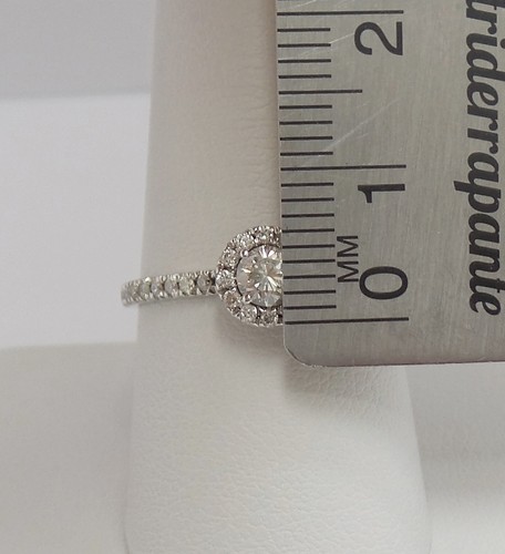 1/2CT Natural Diamond Halo Engagement Wedding Bridal Ring 18K White Gold Band - Picture 7 of 13
