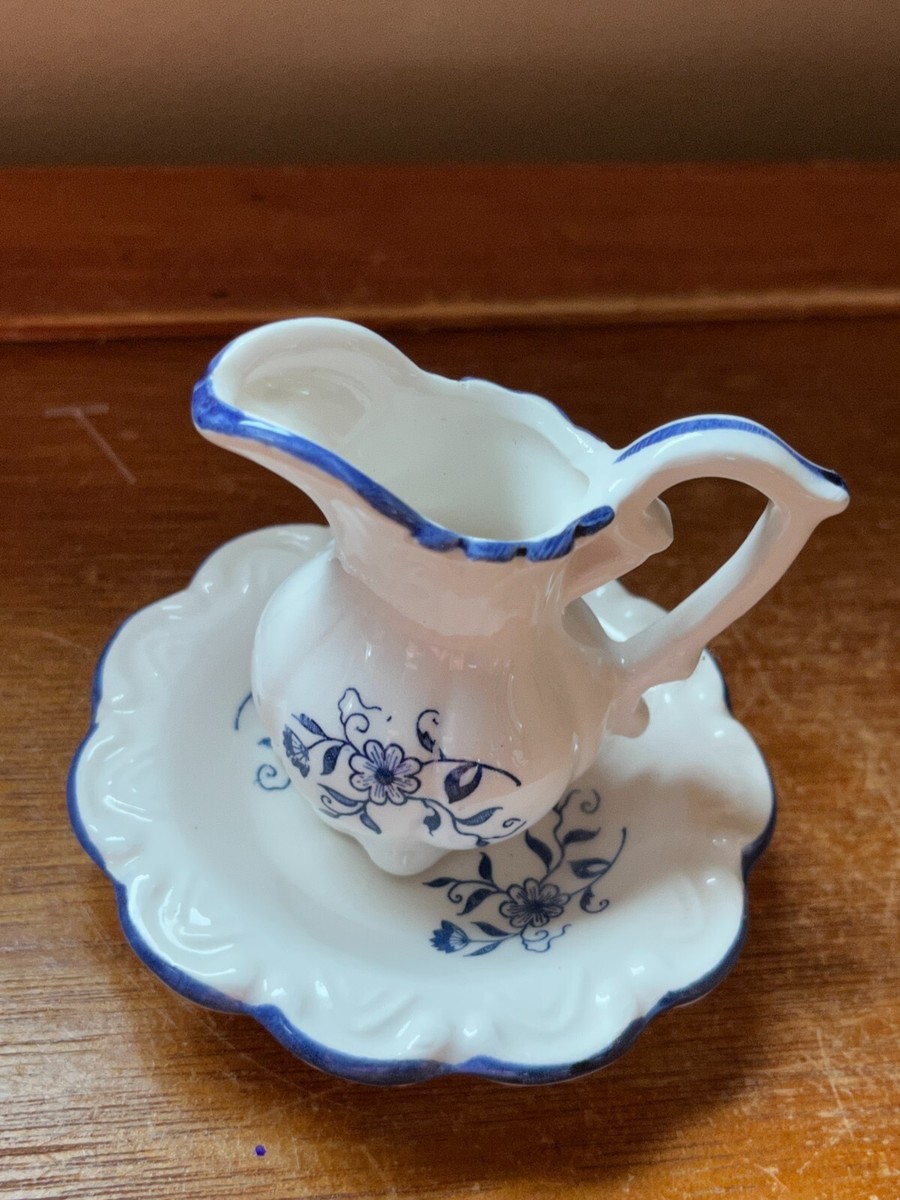 Vintage Made in Japan Marked Small Blue & White Floral Ceramic