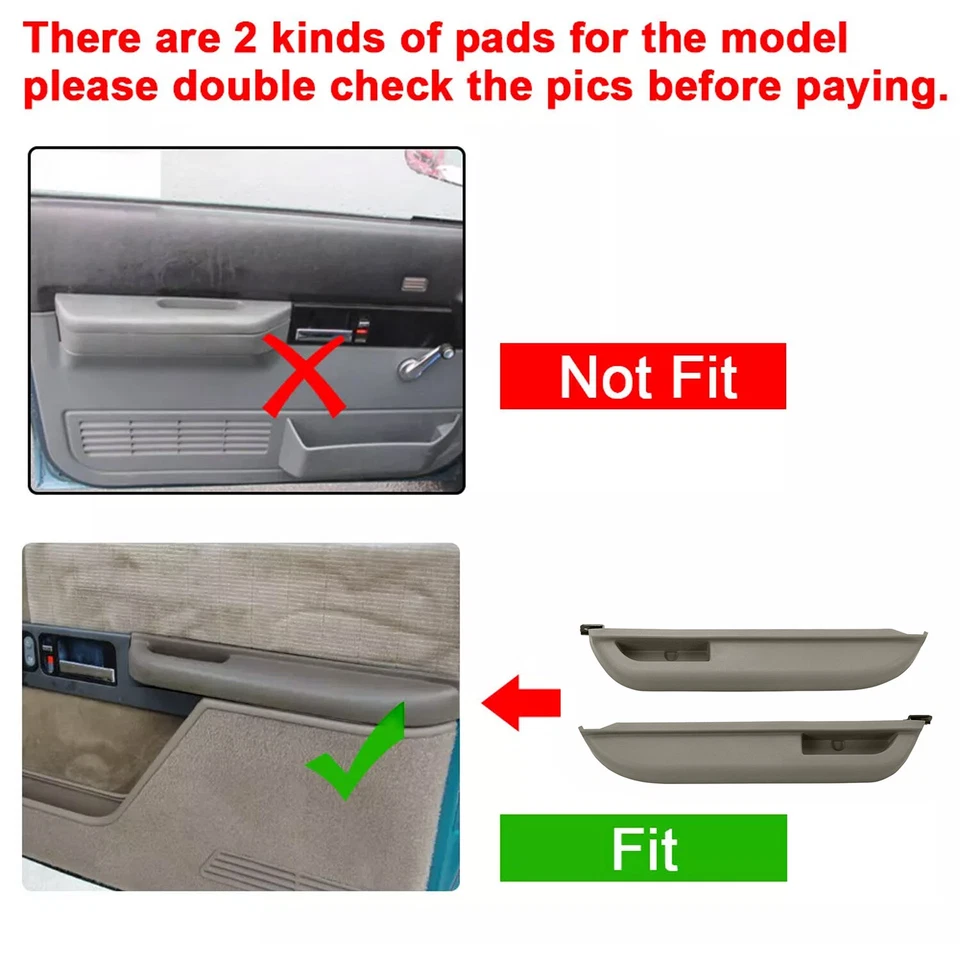 2x Front Door Armrest for Chevy Blazer C/K1500 C/K2500 1990-1994 GMC Yukon Gray Foto 2 de 4