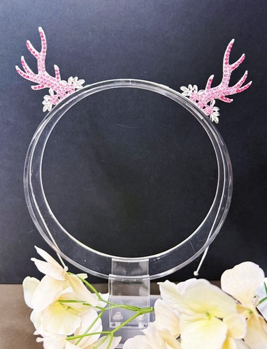 Reindeer Headband, Antlers Hairpiece, Christmas Pink Headpiece, Silver Crown - Picture 3 of 8