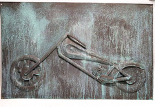 Large Vintage 3D Copper Motorcycle  Chopper Wall Art Decor 36 3/4" X 23 1/4"