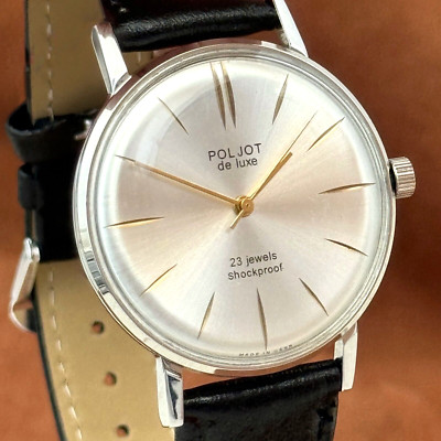 Vintage Wristwatch NOS Poljot De LUXE Ultra Slim Soviet Men's Watch Serviced