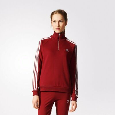 Adidas Originals Women's Half Zip Sweatshirt BP9519 Burgundy Size