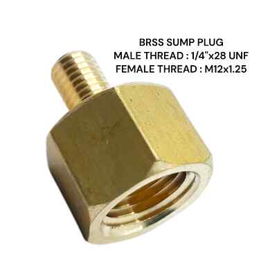 1/4'' UNF Stecker auf M12x1,25 Buchse Messing Sumpf Adapter Öltemperaturanzeige Sensor
