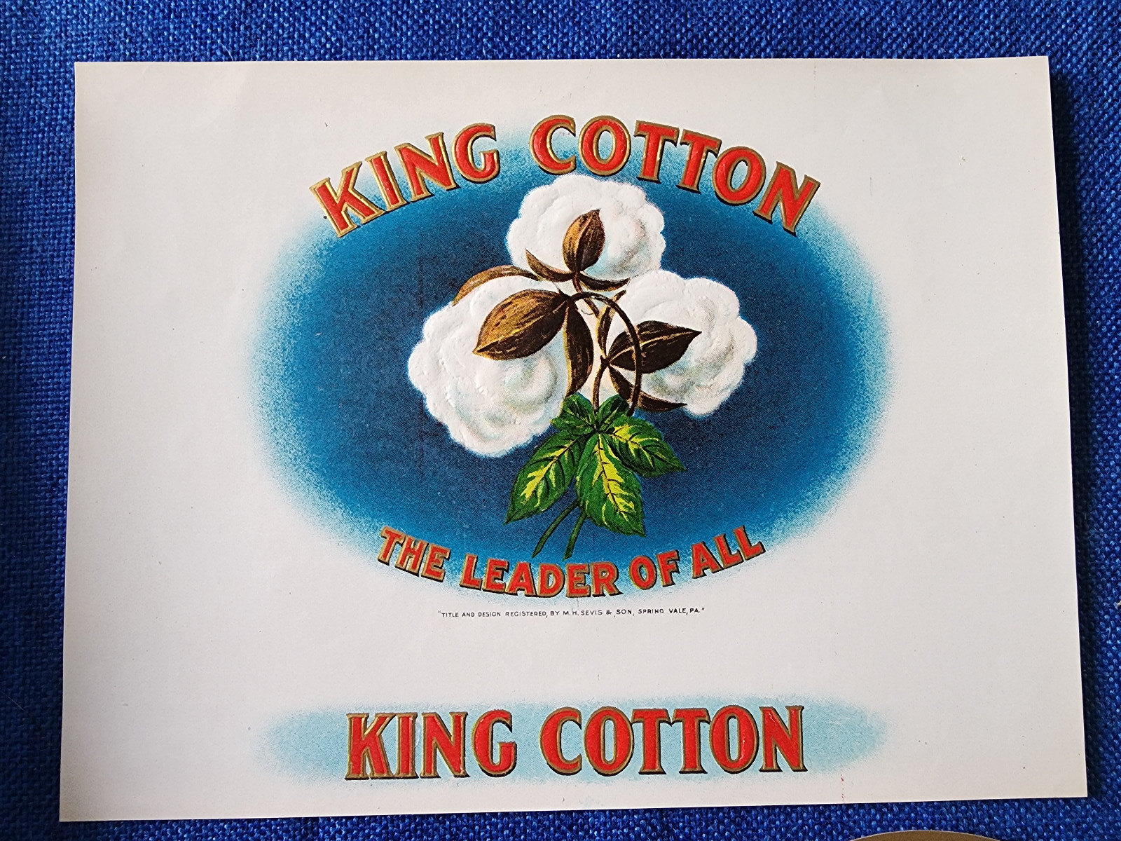 Complete Box Set of 3 - King Cotton The Leader of All Embossed Cigar Box Labels