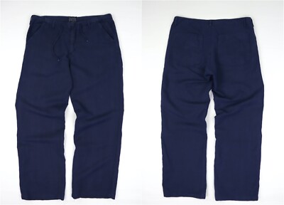 Natural Etnic Blue King Made in Spain Linen/Cotton Navy Blue Trousers Pants