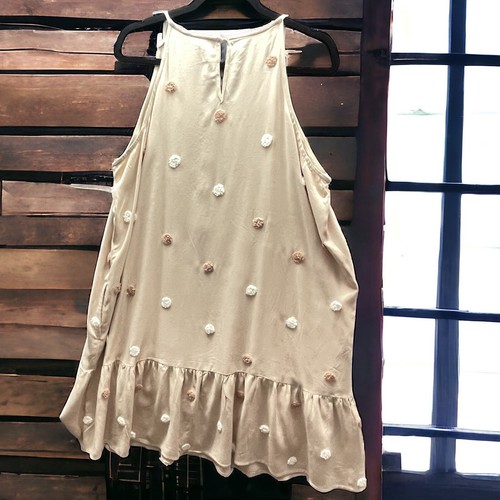 CATO Taupe Mauve Sundress Swing Style With Pockets And Fluff Poms Women’s XL NEW - Picture 3 of 8