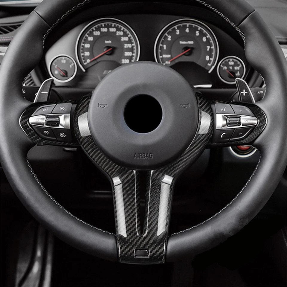 Carbon Fiber Steering Wheel Cover Trim For BMW M4 F82 2014-2018 M5 F10 2011-2016 - Image 4 of 4