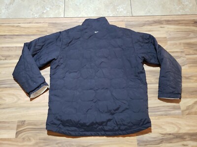 NIKE Reversible Quilted Jacket Small Center Swoosh on back Black White Sz M-L 