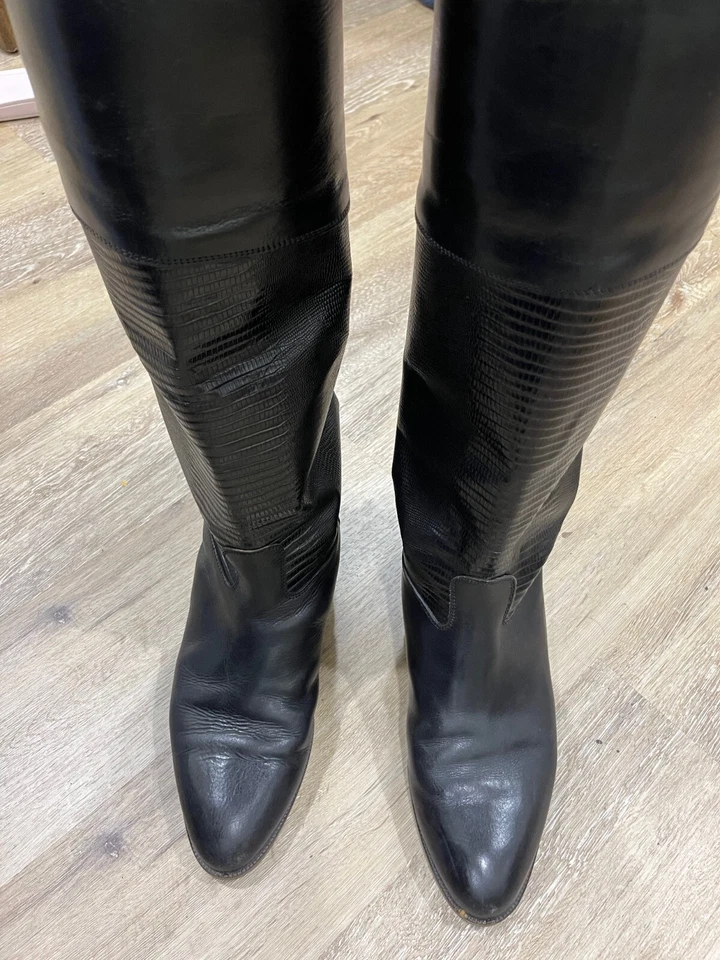 Botas de Montar Joan & David Nero Vintage Cuero Negro Talla 8.5 Italia N Foto 3 de 4