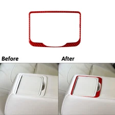 Red Carbon Fiber Rear Center Cupholder Frame Trim For Hyundai Azera 2006-2011