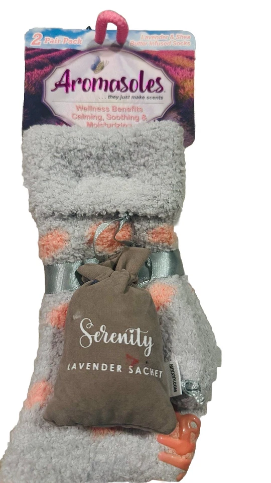 Aromasoles 2/Pairs Women’s Lavender Infused Wellness Slipper Socks OSFM - Image 3 of 4