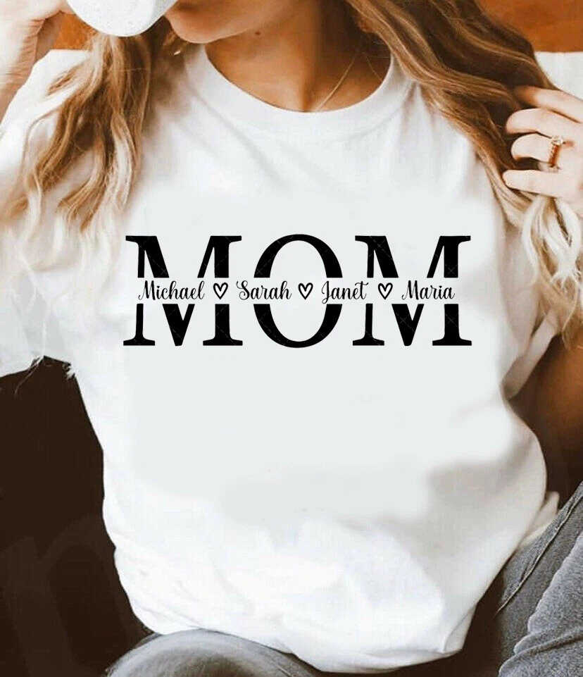 NEW Mom Life Mothers Day Idea CUSTOM Children Names T Shirts Sweatshirts