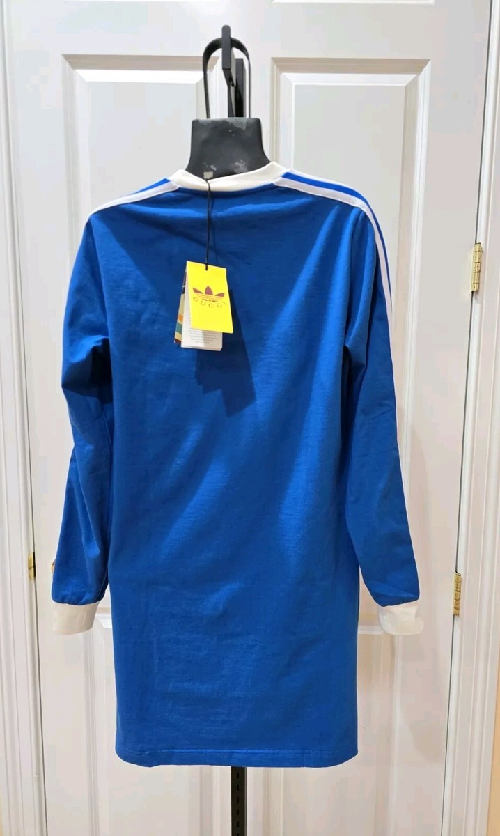 GUCCI x Adidas Cobalt Blue T-Shirt Dress Size XS Small Long Sleeve