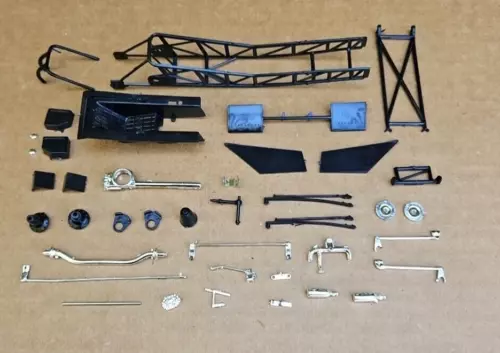 MPC 1/25 RAMCHARGERS DODGE CHALLENGER FUNNY CAR CHASSIS AND RELATED PARTS