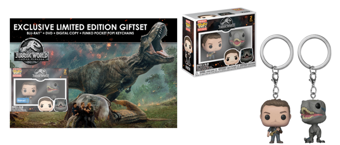 Jurassic Park Fallen Kingdom Blu Ray POP Figures Keychain set