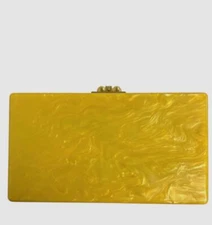 Edie Parker Women's Yellow Jean Mini Acrylic Mirror Box Clutch Hand Bag