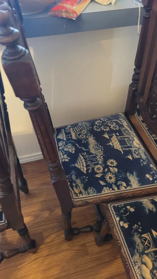 Antigua silla victoriana de caoba con respaldo alto ver tapizada Ralph Lauren Foto 3 de 4