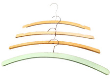 Vintage Wooden Hanger Lot of 4 Antique Rustic Collectible Green Brown