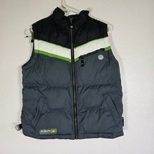 ZeroXposur Boys Puffer Vest Black Gray Green Full Zip Size 10/12 M
