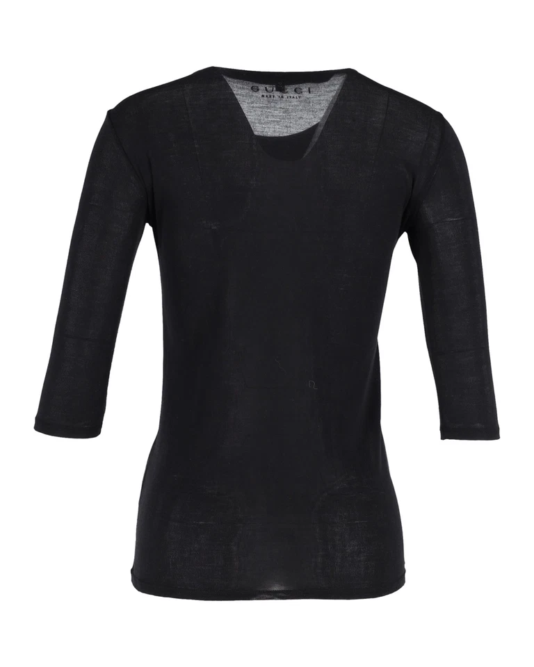 Top Gucci manga 3/4 en cuero negro Foto 3 de 3