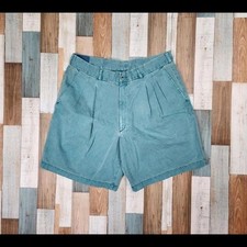 Lobo by Pendleton Mens Pleated Chino Shorts Teal Blue Vintage Made in USA Sz 36