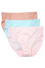 Breezies 3-Pack Hi-Cut Briefs w/ Lace Trim Pastel Pack