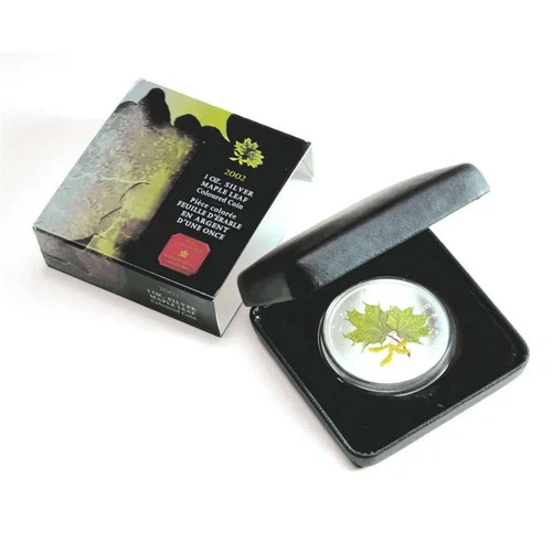 2002 $5 Coloured Maple Leaf: Spring  - Pure Silver Coin 1 oz. Box & COA